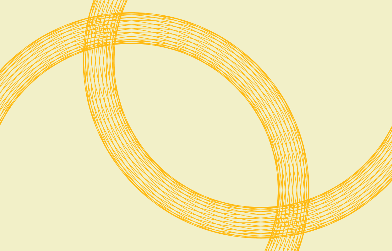 Yellow circular line graphic on a beige background